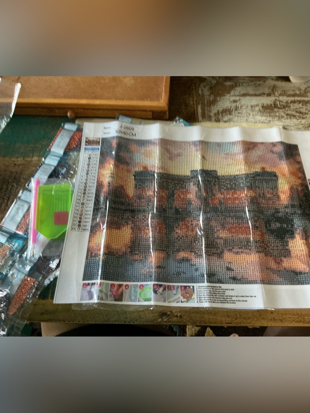 Diamond Paint Kit Canvas with Orange and Black Sunset Design